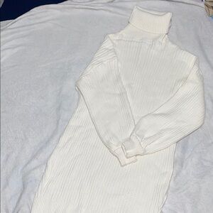 White Turtleneck Sweater Dress